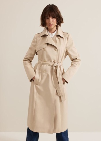 Phase Eight Cheryl Camel Long Fitted Trench Coats Brown USA | 1263890-ZB